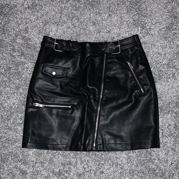 Forever 21 Dresses & Skirts - Forever 21 Leather Faux Skirt Buckles M